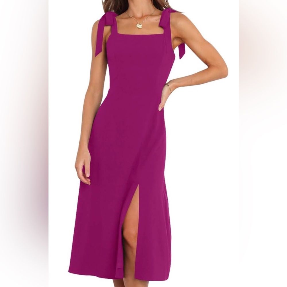 Pink Midi Dress with Slit